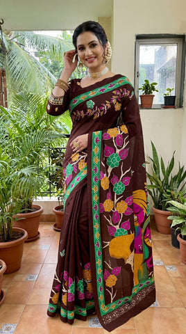 Elegant Mulmul Cotton Saree with Beautiful Bagru Print & Matching Blouse
