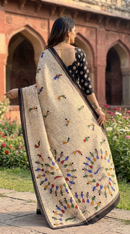 Women's Premium Mulmul Cotton Bagru Print Saree with Running Blouse Piece | Soft & Lightweight Ethnic Wear