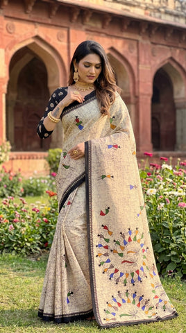 Women's Premium Mulmul Cotton Bagru Print Saree with Running Blouse Piece | Soft & Lightweight Ethnic Wear